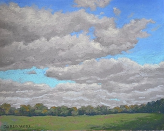 Original Pastel Painting | "Autumn Sky" | Soft Pastel Landscape |