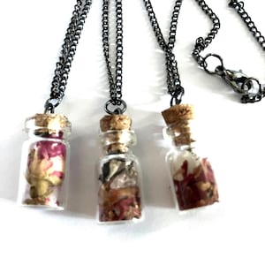 Choice of 3 Bottle Charm Necklaces, Blessing Necklace,  Spiritual Charms, Bottle Necklaces, Glass Crystal, Genuine Gemstones, Womens Jewelry
