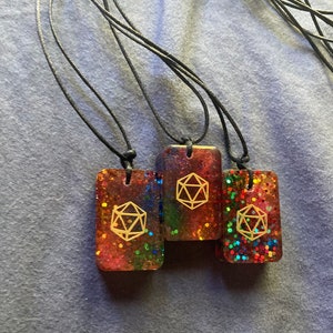 Dungeons and dragons Pride rainbow D20 necklace