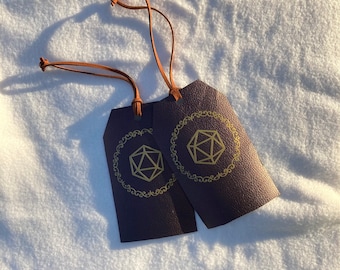 DnD D20 calligraphy vegan leather bookmark