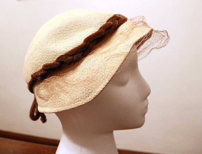 Woven Straw Cloche Hat With Veil | Etsy