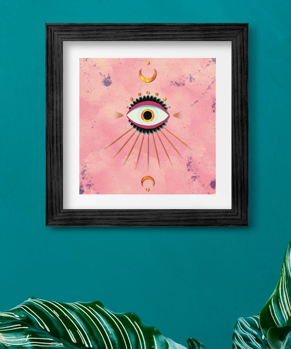 Evil Eye Esoteric Wall Art Printable Watercolor Square Print | Etsy