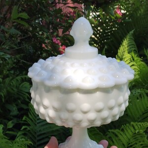 Candy dish, vintage , Hobnail ,milk glass, pedestal dish, white decor, home decor, home accents