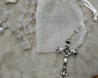 Vintage Rosary with blue stones in bag