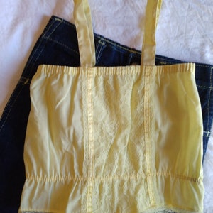 Vintage girls camisole yellow Camisole tank top lace 1980's image 1