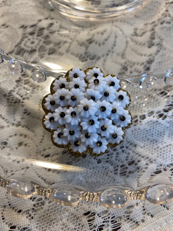 Early Miriam Haskell White Flower Brooch Vintage
