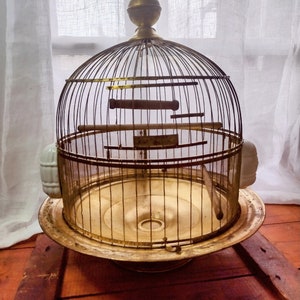 Antique 1920's HENDRYX Brass Bird House Cage With F&H Mfg. Chicago Stand 