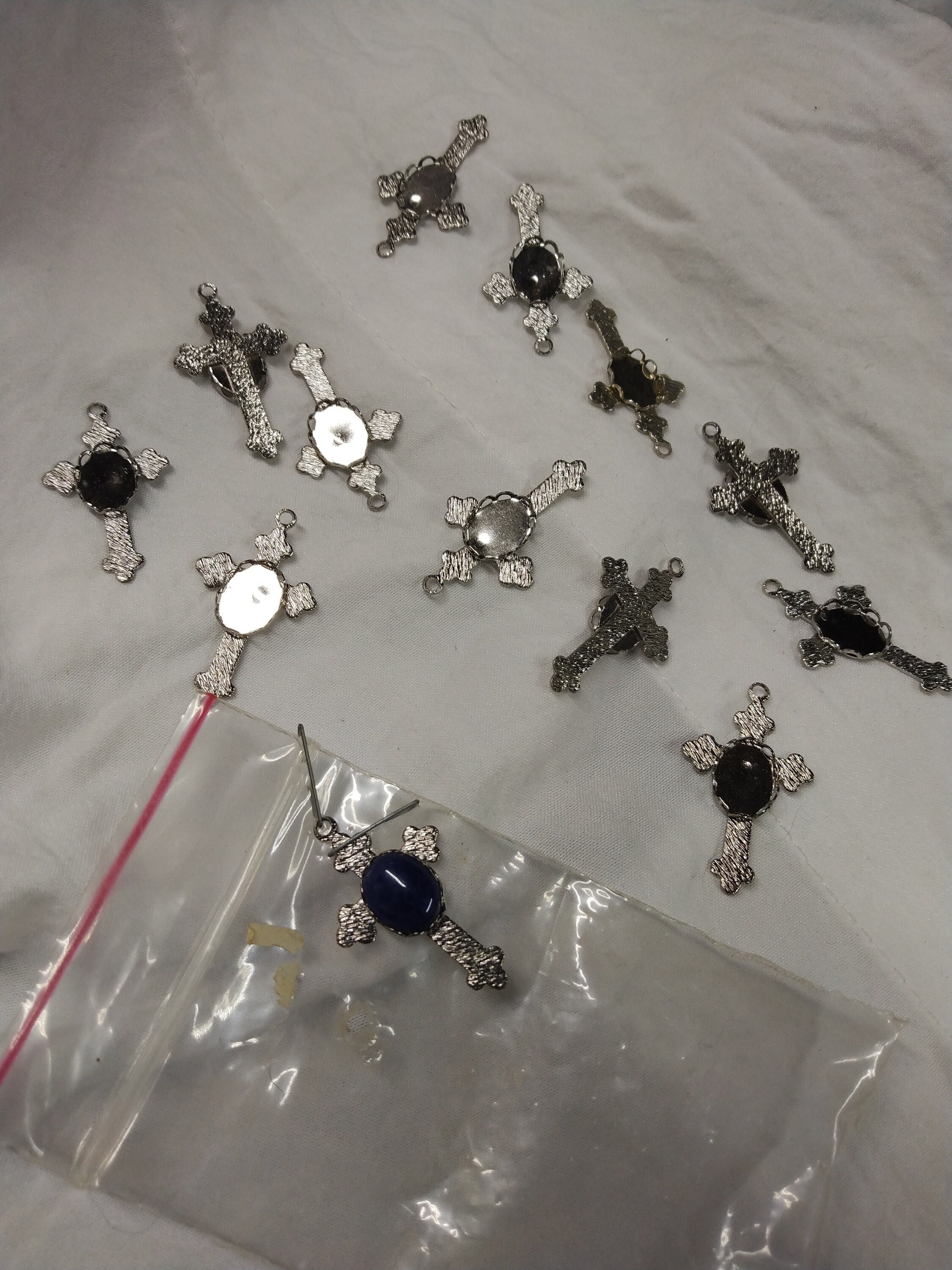 Vintage Lot of Silver Toned Cross Charms for Jewelry Making 
