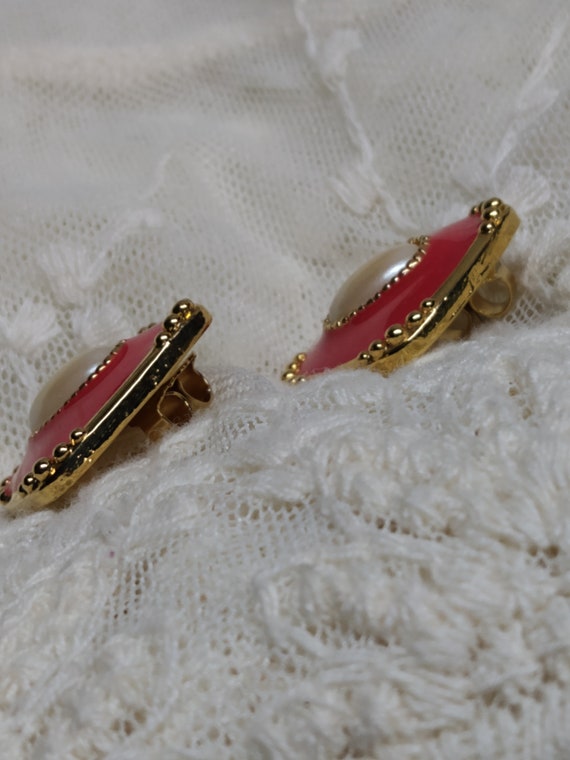 Red stud earrings, Vintage Jewelry, Costume jewel… - image 2