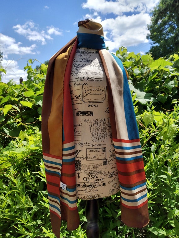 Seventies Vintage Polyester scarf |striped women's