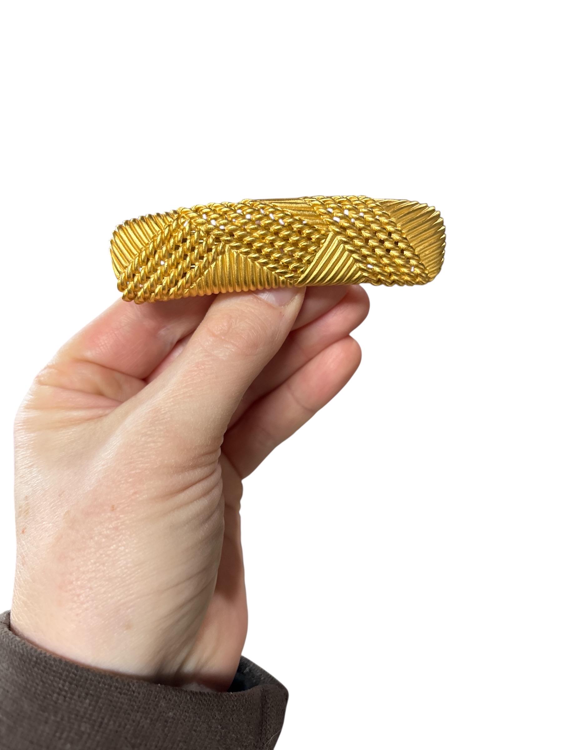 Vintage Anne Klein Gold Tone Woven Barette ,designer hair clip 1980s Vintage Anne Klein Hair Clip Elegant Gold barrette Made In  main image 4