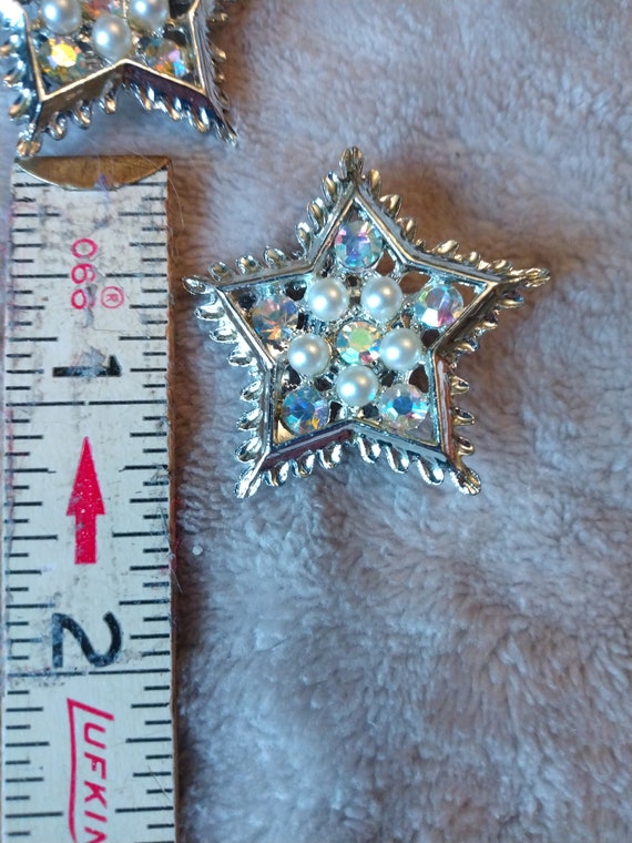 Vintage Star Pins | faux pearl stars | vintage 80… - image 5