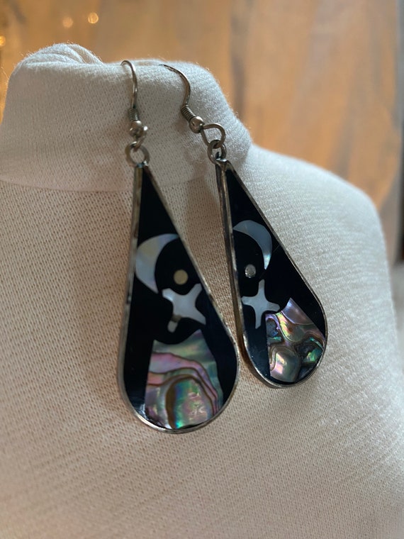 alpaca Mexico abalone dangle earrings