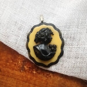 Antique celluloid resin Cameo Pendant