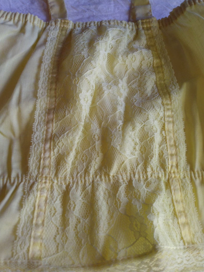 Vintage girls camisole yellow Camisole tank top lace 1980's image 5