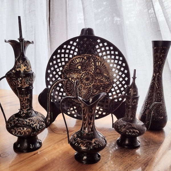 Black and Gold Tea Set Etsy