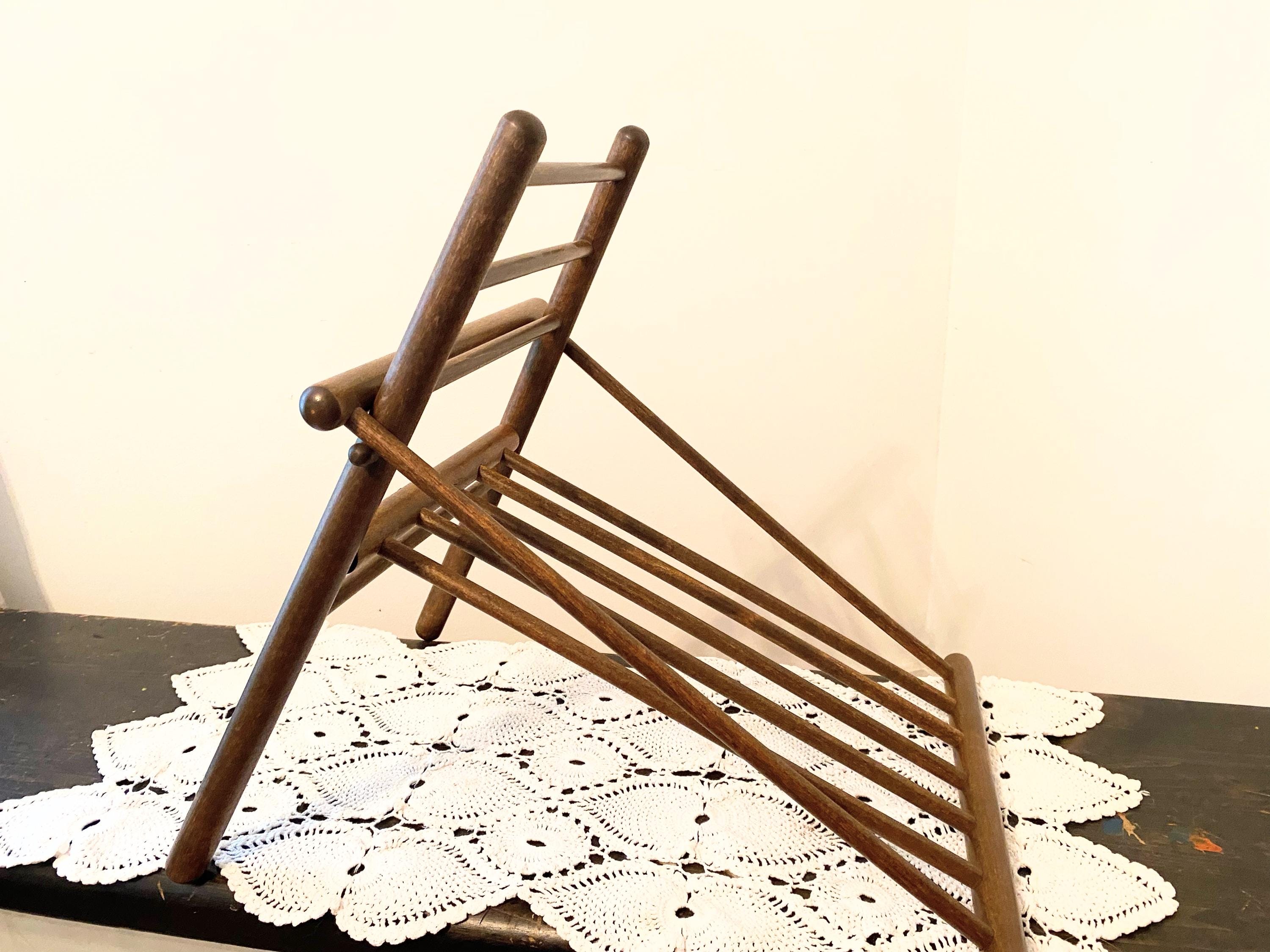 Vintage Gout Stool - Folding Wooden Foot Rest - Medical Device -Walnut Portable