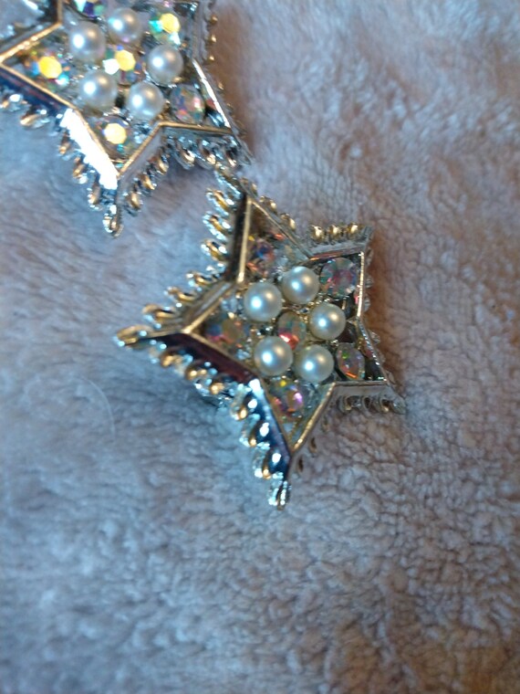 Vintage Star Pins | faux pearl stars | vintage 80… - image 4