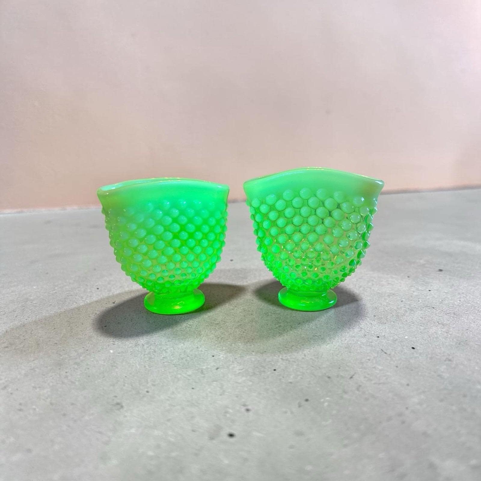 Fenton Green Opalescent Hobnail - Etsy