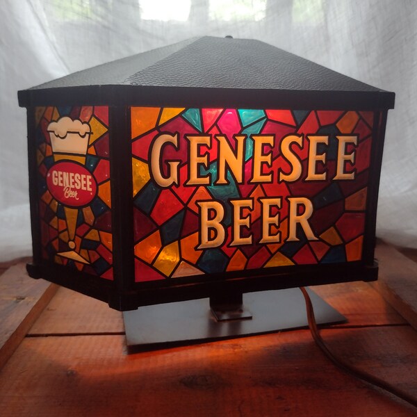 Genesee Beer stained glass style bar lamp,Vintage beer advertising