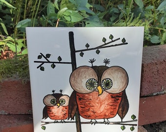 Ceramic Owl Trivet , vintage kitchen decor,  Wessel made in Germany , home decor, home accents, gift for them