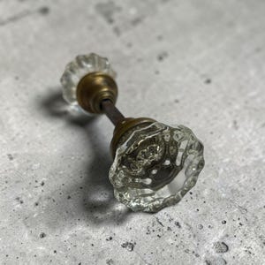 Clear lucite doorknob with brass hardware,mid century fluted