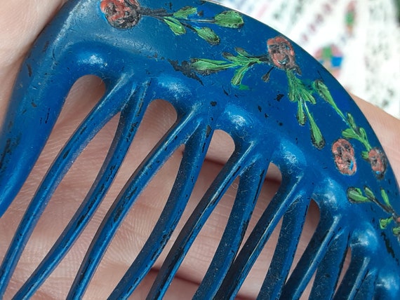 Hair comb,Beautiful, vintage, hand painted , rose… - image 5