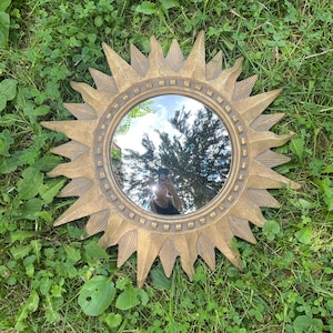 Mid-Century Italian Golden Sunburst Mirror, 1970s