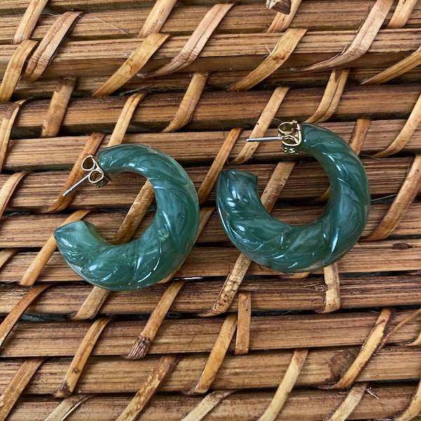 Avon Jade colored hoops vintage earrings