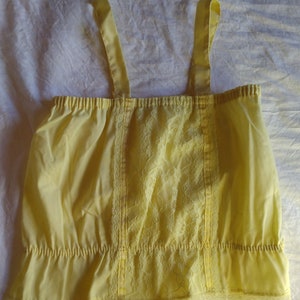 Vintage girls camisole yellow Camisole tank top lace 1980's image 3
