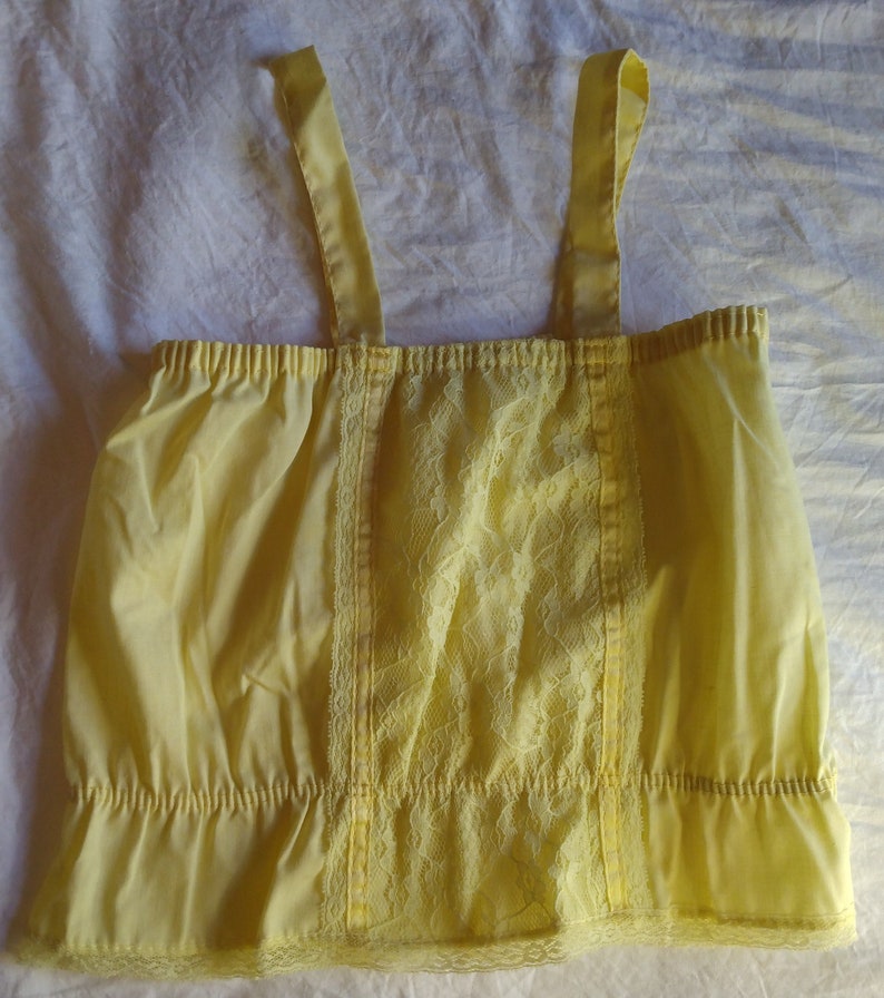 Vintage girls camisole yellow Camisole tank top lace 1980's image 3