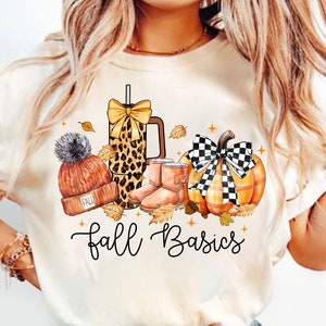 Retro Fall Basics Png, Retro Fall Pumpkin Bow Png, Fall Coquette Bow PNG, Fall Shirt Png, Autumn Girly Png, Girl Autumn Sublimation Design