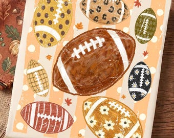 Boho Football Fall PNG, Preppy Football Fall Pumpkin Sublimation, Cute Pattern Football Design, Coquette Autumn, Game Day Png, Digital File