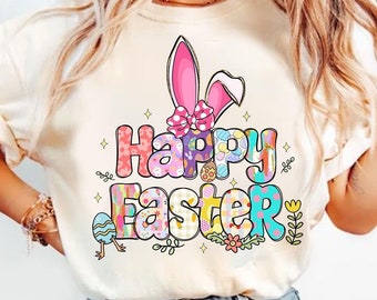 Frohe Ostern PNG, Retro Ostern Png, Osterhase Png, Pastell Ostern Kokette Png, Blumenfrühling Png, Häschenschleife Png, Trendy Girls Ostern