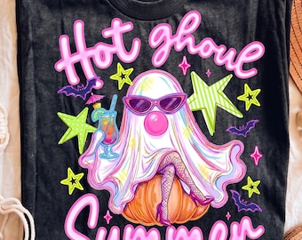 Hot ghoul Summer Halloween png, Halloween cocktail summer png, summer Shirt png, Ghost funny, Funny summer Halloween Png, Girly Summer png