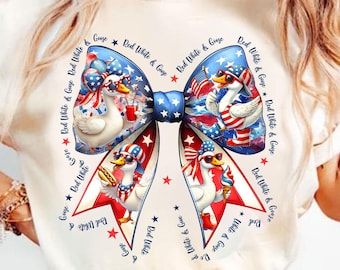 4th of July Goose PNG, Preppy Patriotic Shirt Design, Red White and Blue Sublimation PNG, Funny Memorial Day Goose Graphic, Coquette USA Png