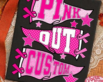 Custom Pink Out Football Png, Pink Out Pennant Png, Custom Team Name Png, Breast Cancer Png, Football Mom Png, Game Day Png, Tackle Cancer