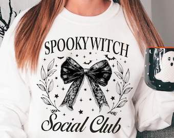 Spooky Witch Social Club Png, Retro Halloween Png, Trending Png, Gothic Png, Black Bow Png, Soft Girl Png, Witch Png, Spooky Girl Png