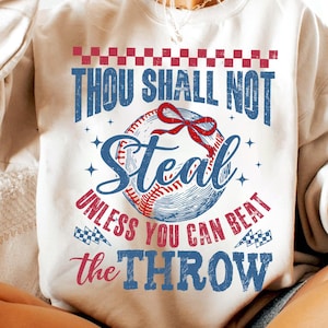 Retro Baseball Png, Funny Baseball Png, Thou Shall Not Steal, Game Day PNG, Checkered Baseball Png, Baseball Mama Png, Baseball Mom Png