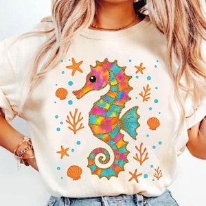 Summer Seahorse PNG, Preppy Summer Vibes Png, Neon Beach Png, Coastal Png, Retro Summer Coquette Png, Girly Summer Png, Toddler Summer Png