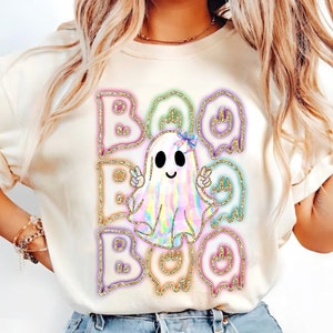 Iridescent Ghost Boo Pumpkin PNG, Coquette Halloween Design, Iridescent Ghost Pumpkin Png, Halloween PNG, Girly Halloween Png,Cute Ghost Png
