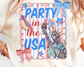 Party in the USA Png, 4th Of July Png, Girly American Png, USA png, Patriotic Png, America Coquette Png, Preppy Patriotic, Red White Blue