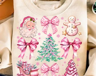 Coquette Bow PNG, Coquette Pink Bow Png, Pink Coquette Bow Png, Pink Christmas Png, Coquette Christmas Bow Holiday Png, Santa Shirt Designs