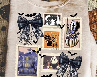 Upiorny sezon PNG, Vintage Halloween Ghost PNG, Flirty Fall Pumpkin T-shirt Design, Halloween Brush Stroke Sublimacja, Preppy png