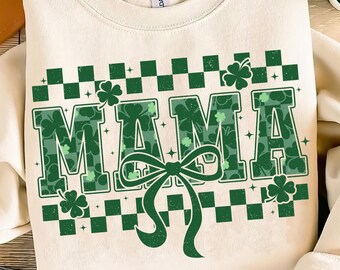 St Patricks Day Png, Mama St Patricks Png, Mama Varsity Shamrock Coquette, Coquette Bow Patty's Day, Mom St Patricks Mama Retro Shirt Png