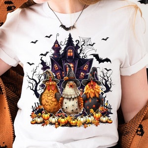 Halloween Png, Spooky Chickens Png, Autumn Png, Fall Png,Pumpkin Png, Witch Png,Haunted House Chickens Png,Chicken Lover Png,Farm Animal Png