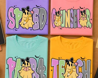 Teacher Boo Ghost Coquette Png Bundle, Counselor, Para, Sped, Ghost Halloween Png, Lace Halloween Png,Teacher Halloween Png,Fall Teacher Png