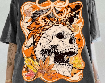 Skull Fall Bow png, Halloween Png, funny halloween skeleton png, Retro Halloween png,pumpkin skeleton png, Spooky Season Png, Fall Png
