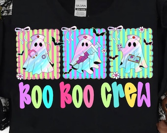 Boo Boo Crew Halloween Krankenschwester Png, Lustige Geist Krankenschwester Png, Kokette gruselige Krankenschwester Shirt Design, Adrette Krankenschwester Halloween Png ER Krankenschwester Sublimation