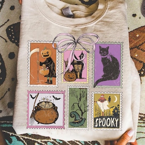 Retro Halloween Cat Ghost Png, Girly Halloween Png, Fall Png, Halloween Png, Spooky Season Png, Pumpkin Halloween, Spooky Mama png